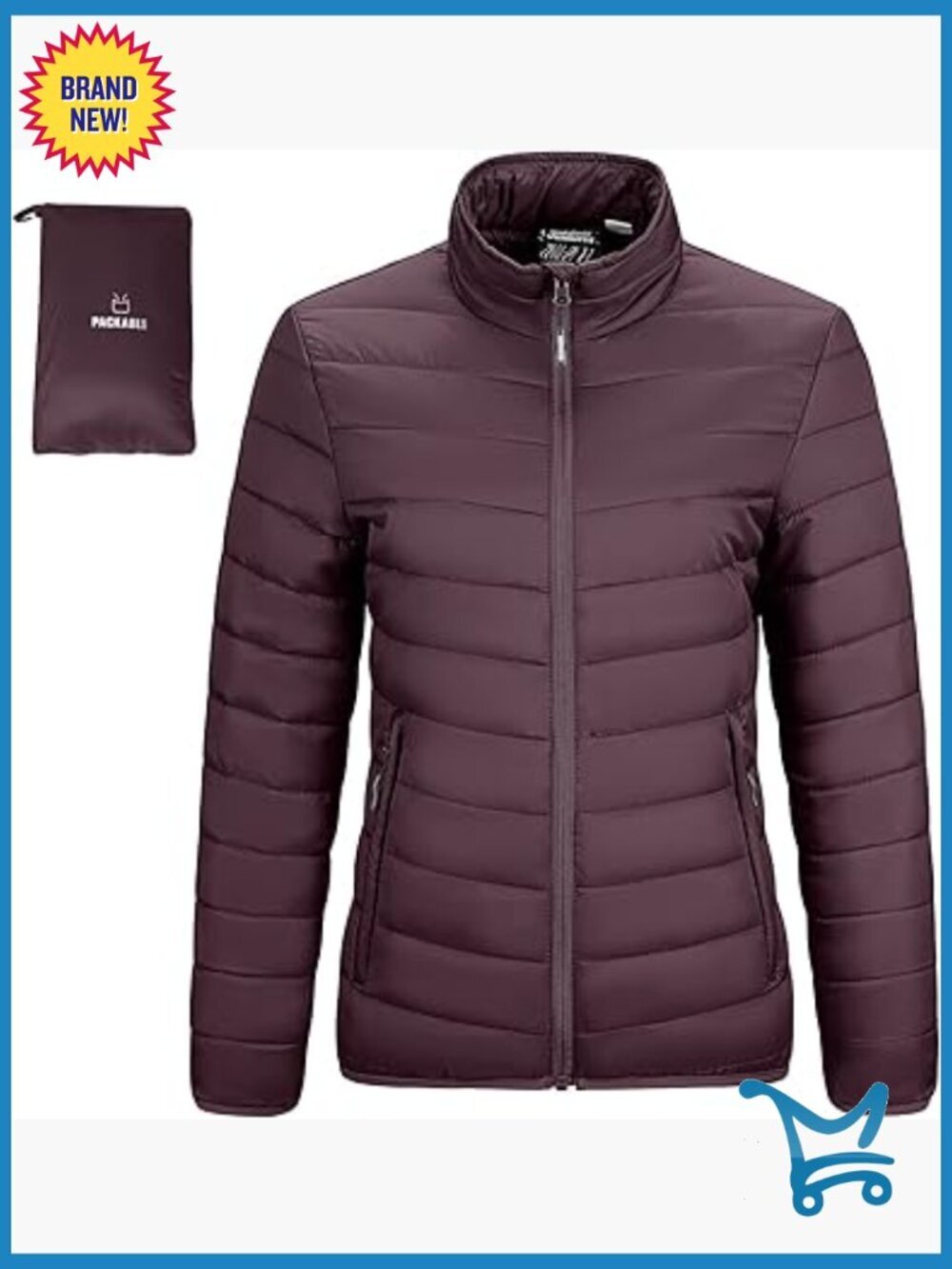 Packable Full-Zip Insulated Quilted Puffer Jacket Lightweight Winter Coat